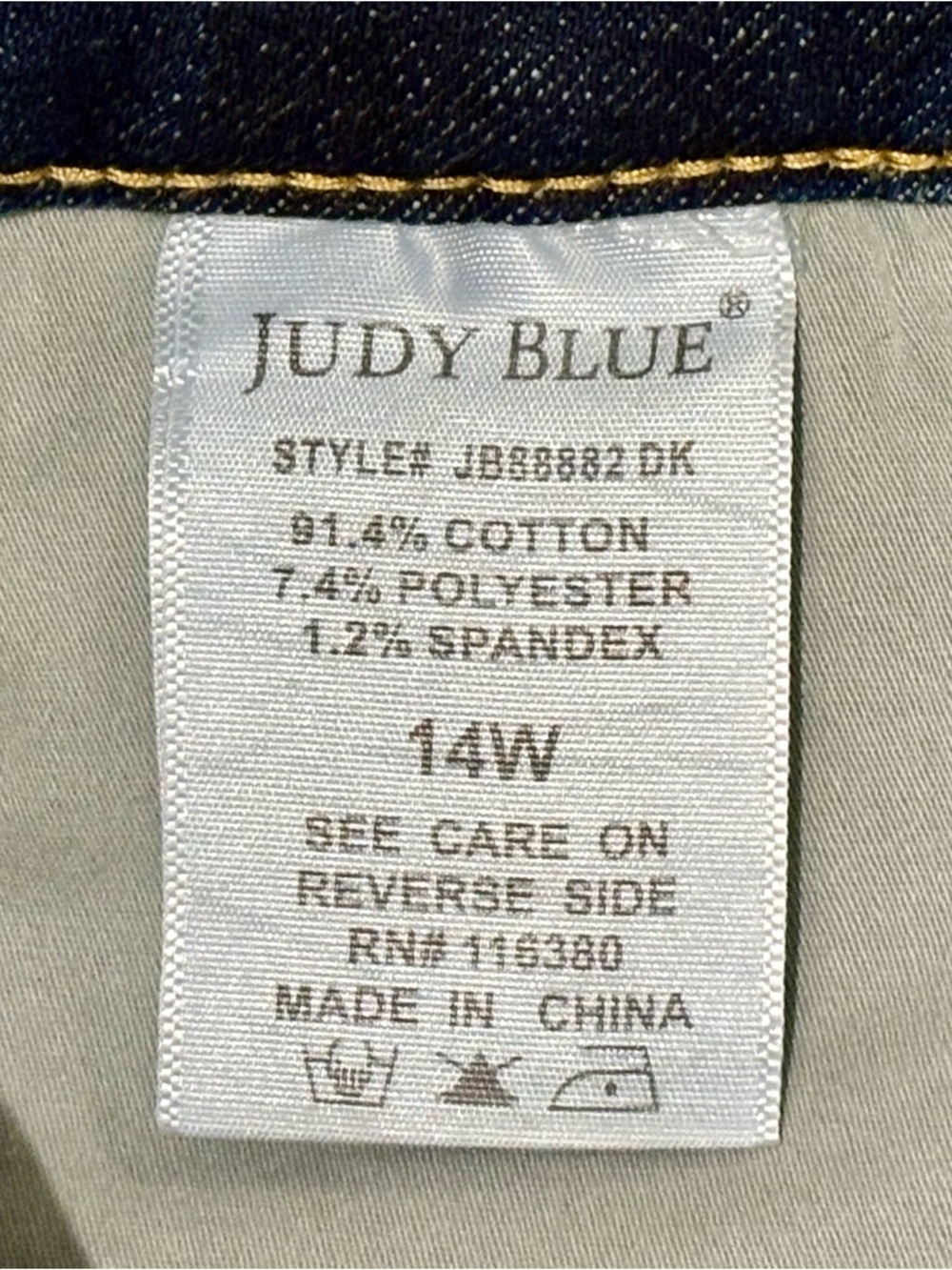 JUDY BLUE Los Angeles Flare Fit High Rise Dark Wash Stretch Jeans 14W Plus Retro - Picture 15 of 16